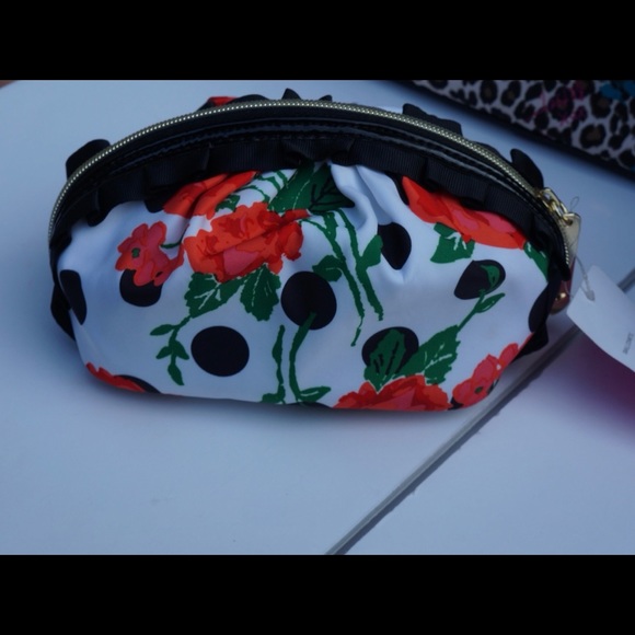 Betsey Johnson Polka Party Cosmetic Make-Up Bag - Picture 2 of 10